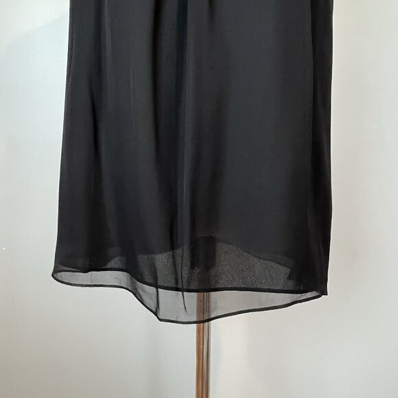 Milly New York Black Chiffon Blouse Size 8 Jeweled High Neckline Sleeveless Silk - Picture 7 of 13